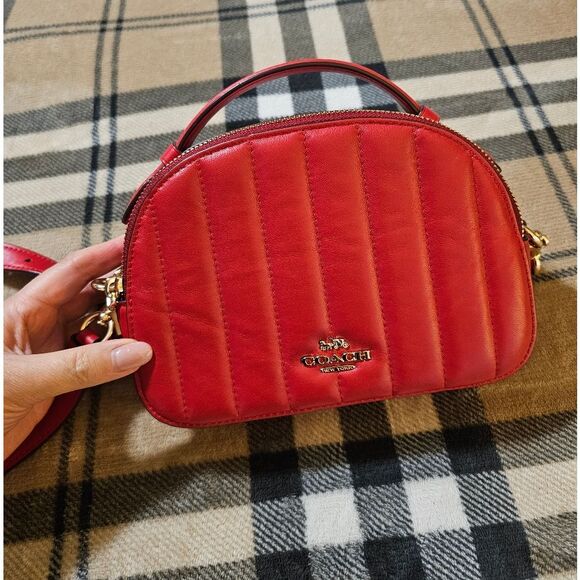 Coach Red Quilted Leather Crossbody Bag - Picture 2 of 9